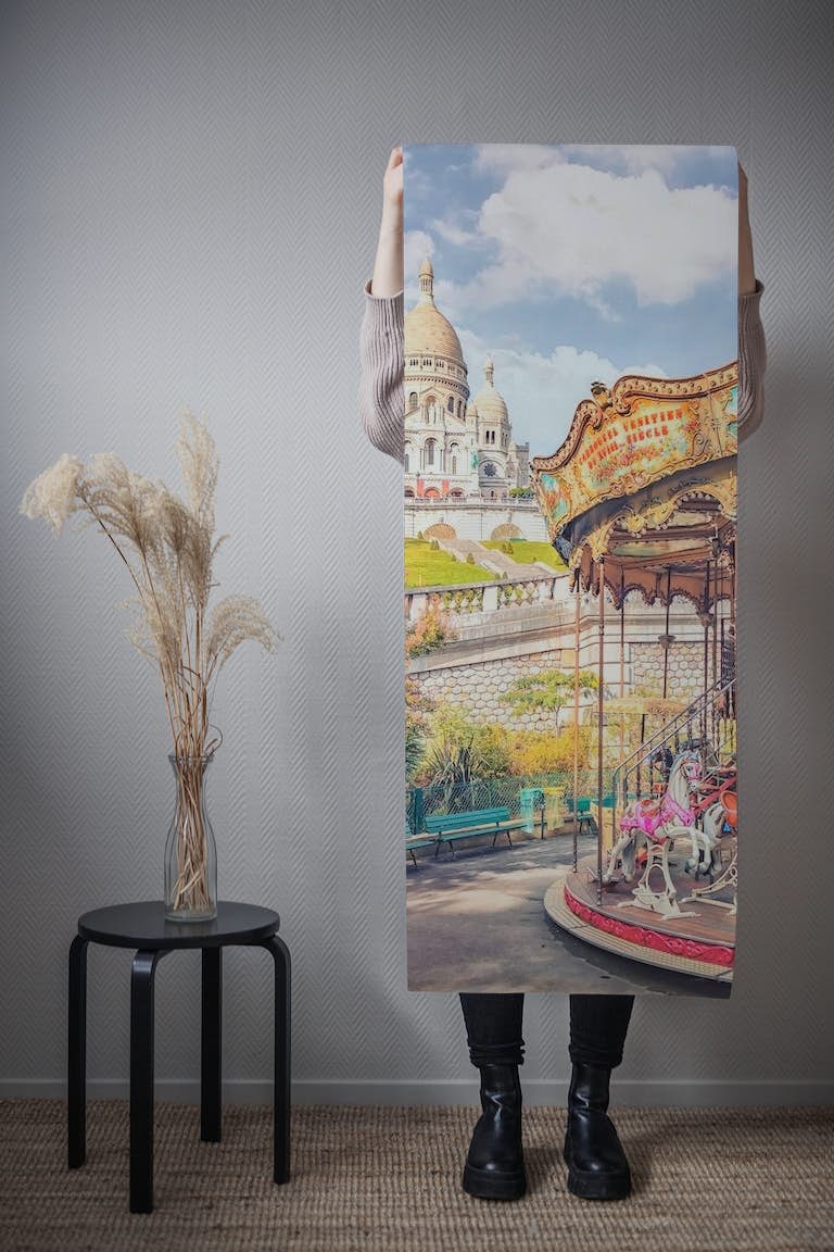 Carousel and the Sacre-Coeur papel pintado roll