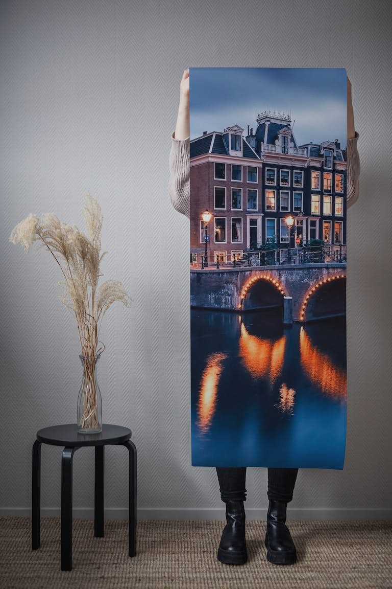 Amsterdam at dusk wallpaper roll