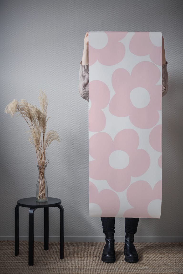 Blush Pink Retro Daisies 1 wallpaper roll