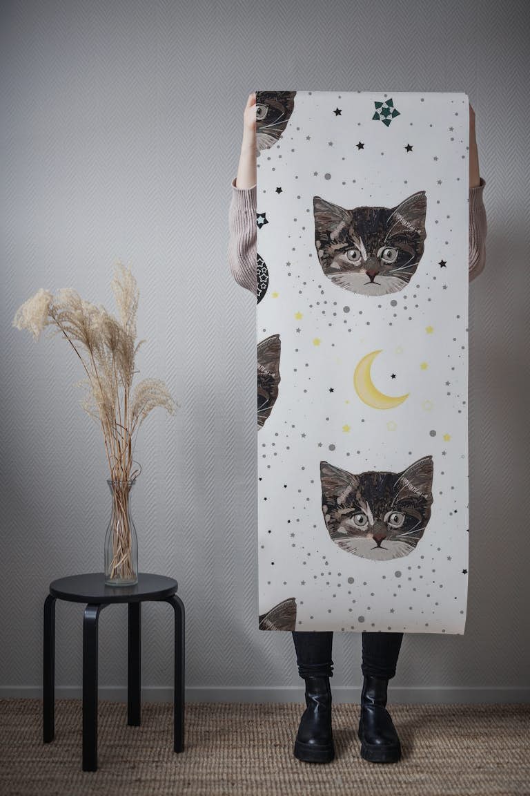 Cute cats and space papel pintado roll
