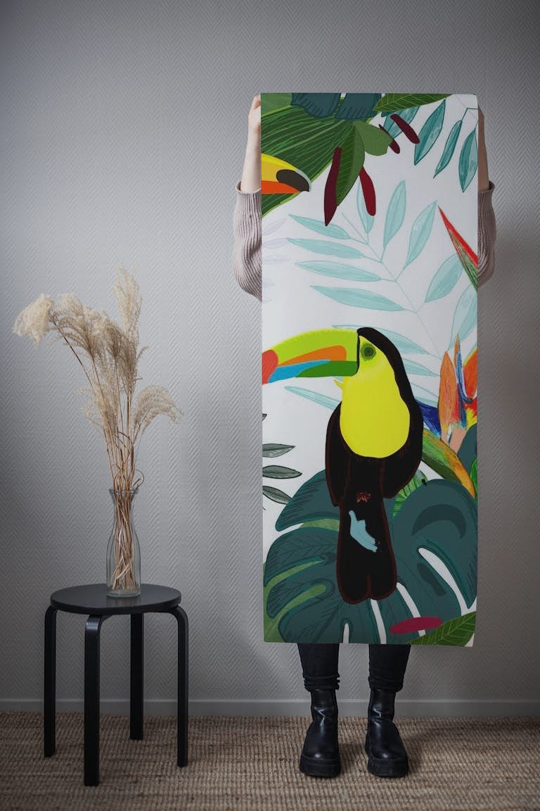 Toucan and bird of paradise papel pintado roll