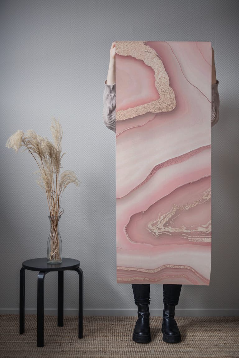 Pink Rose Gold Marble papel pintado roll