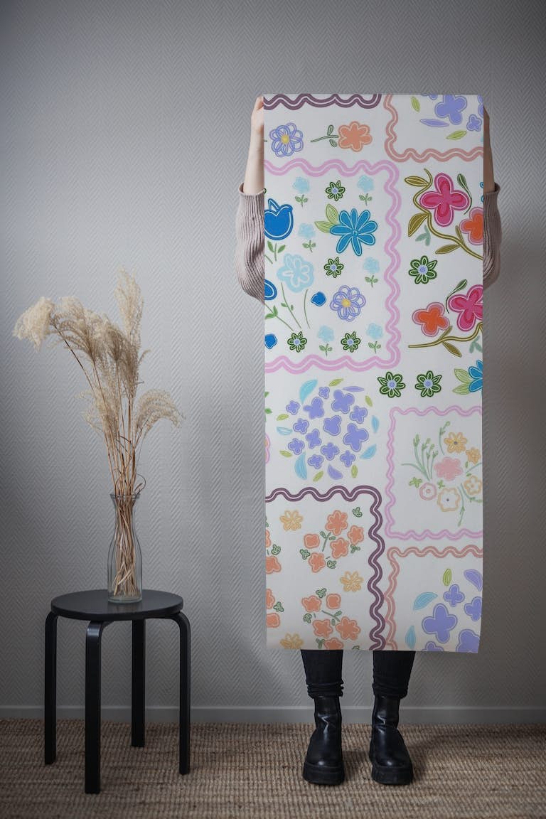 Pretty floral baby doll behang roll