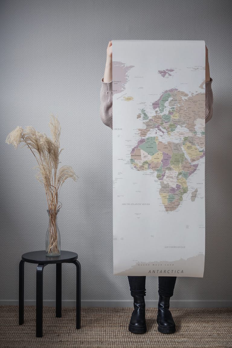 Detailed World Map tapet roll