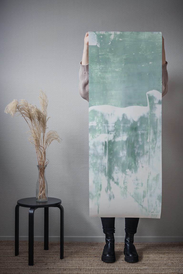 Mint waves Abstract painting tapeta roll