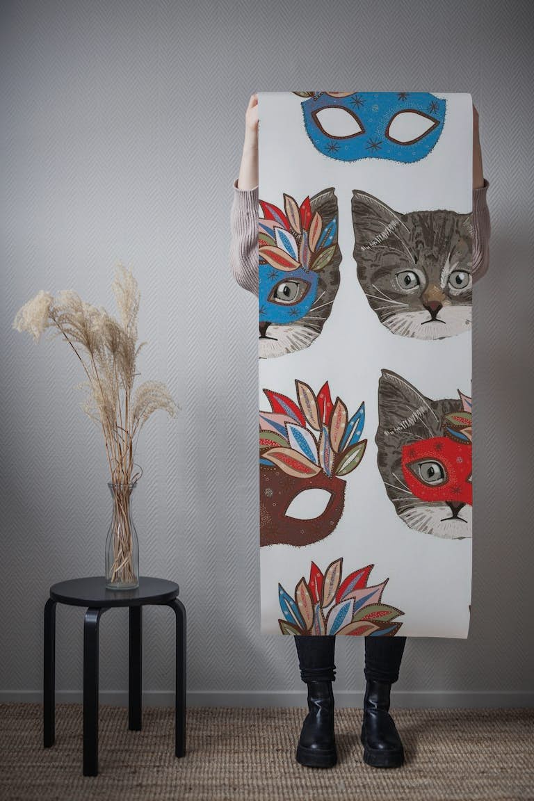 Mask and Cute Lovely Cat papiers peint roll