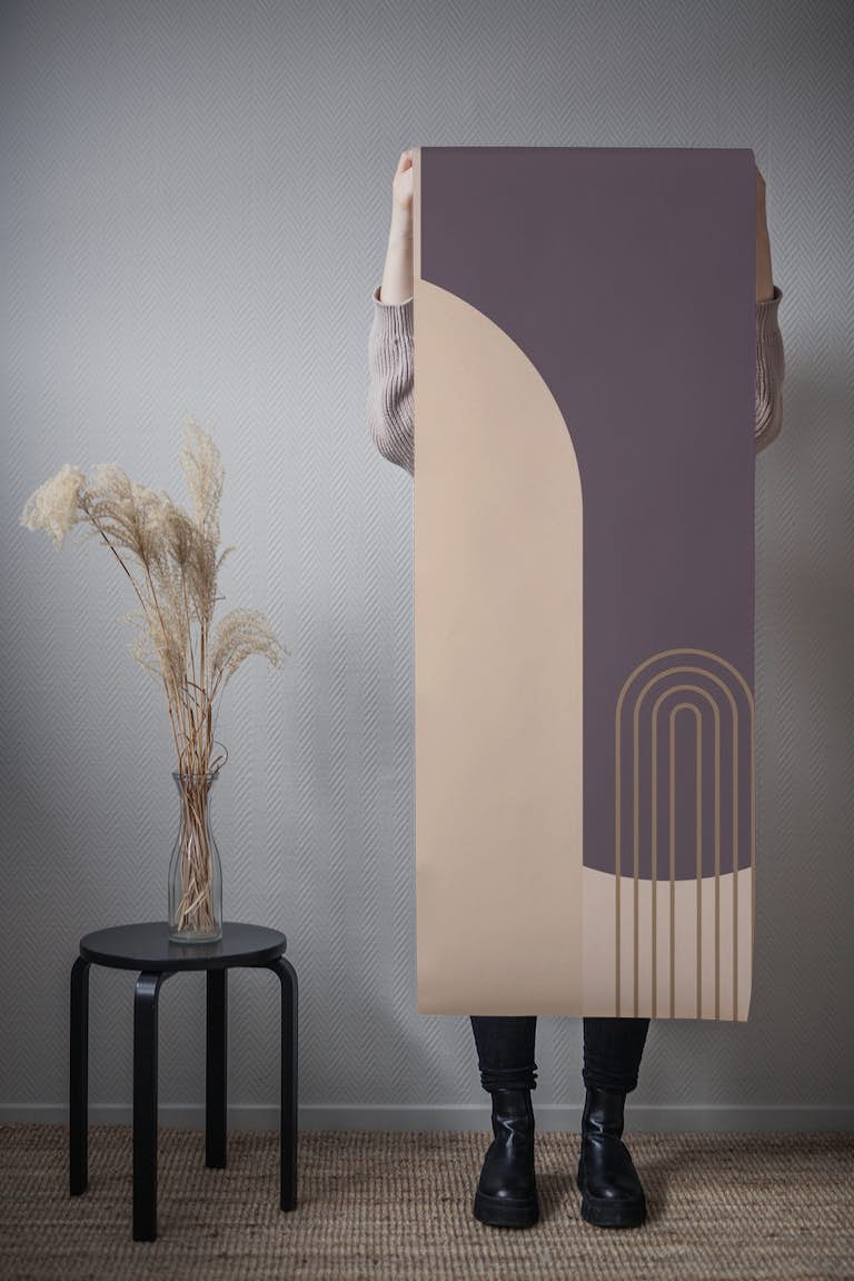 Mid Century Arches Aubergine tapety roll