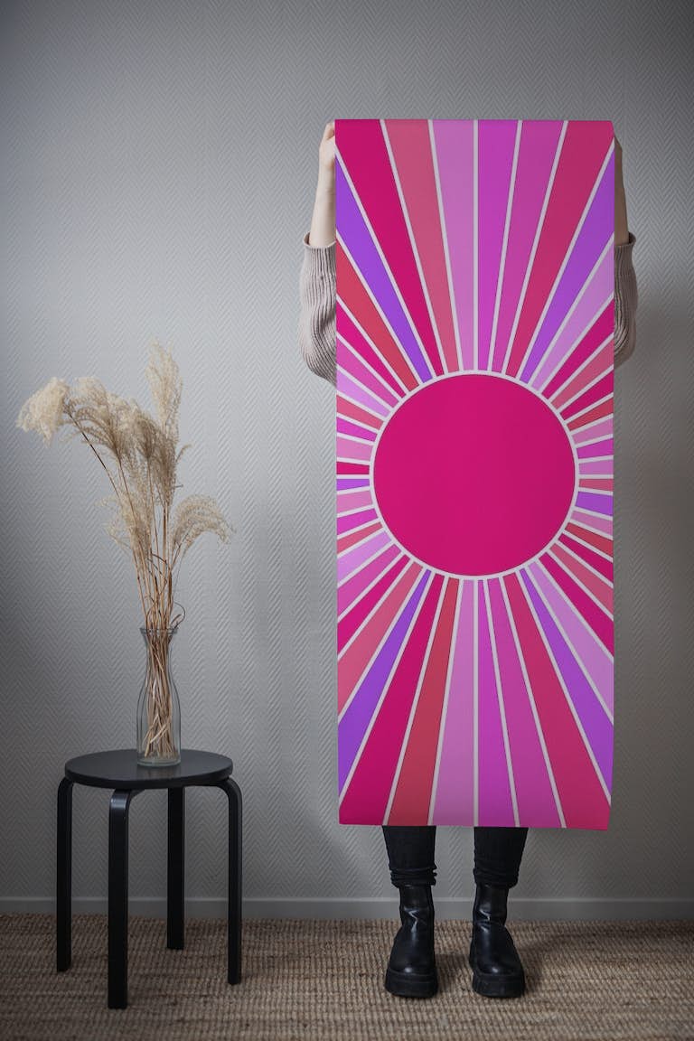 Vintage Sun - Vibrant Pink wallpaper roll