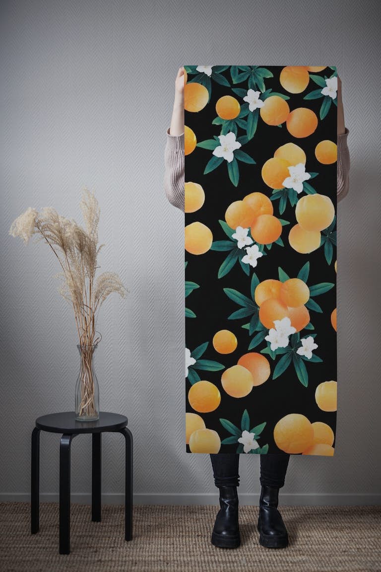Orange Twist Flower Night1 wallpaper roll