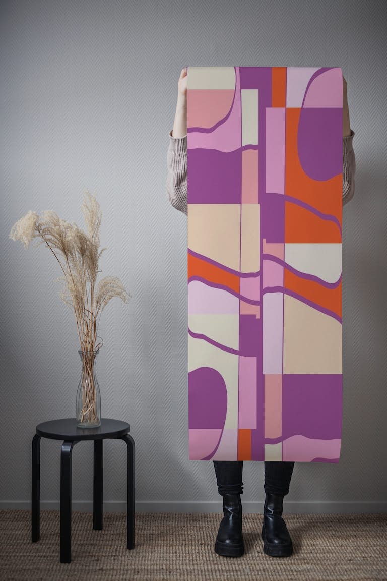 Abstract Geometric in Purple wallpaper roll