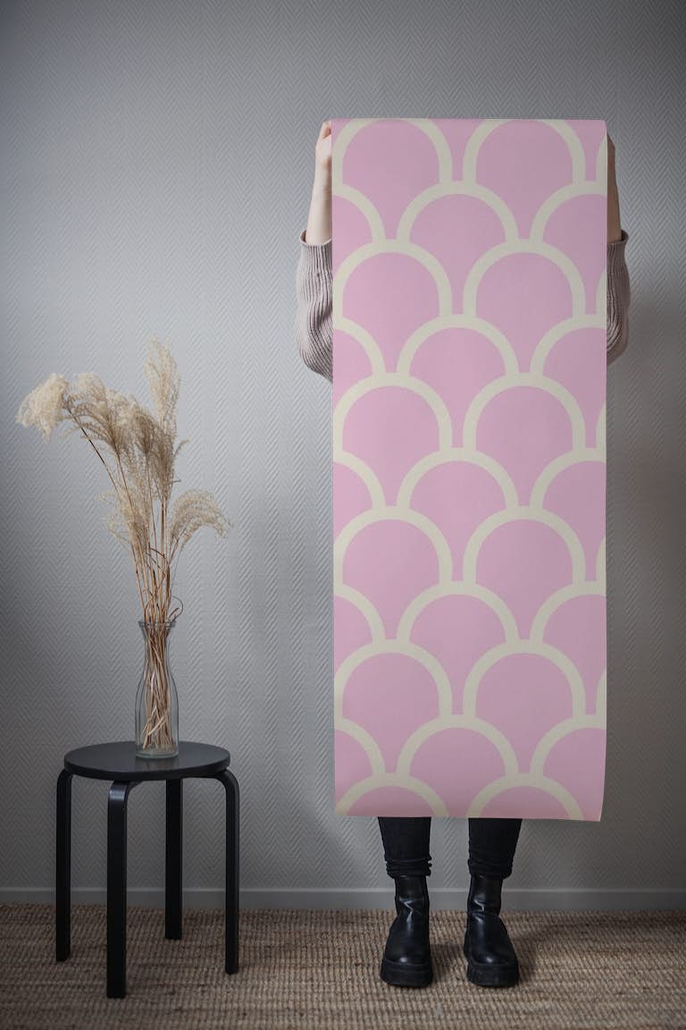 Scallop Pink wallpaper roll