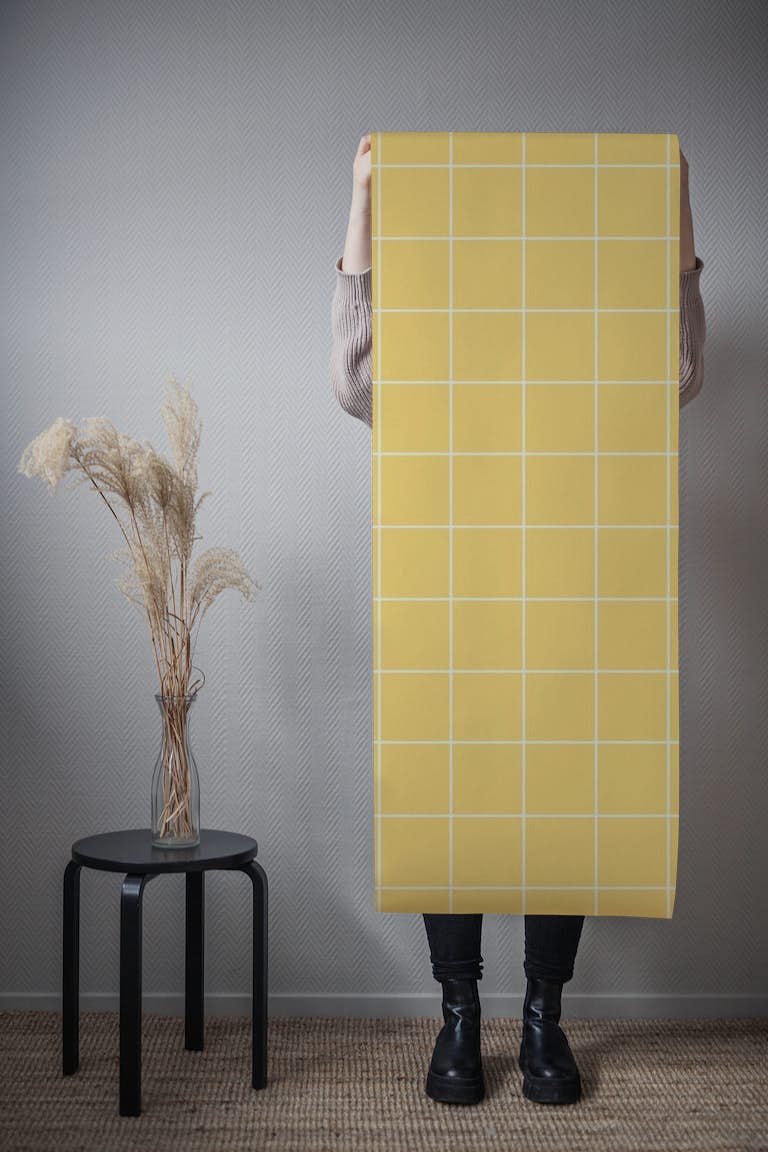 Grids Yellow wallpaper roll