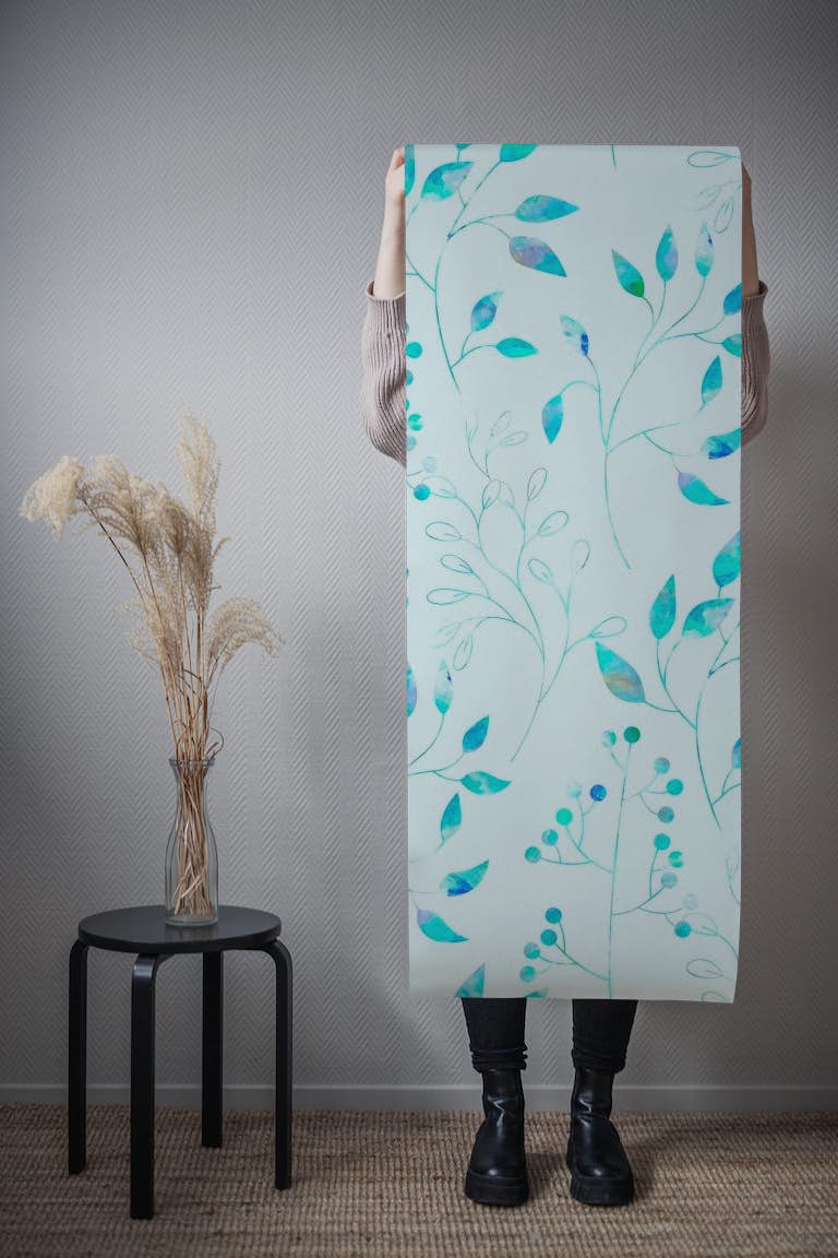 Floral Simplicity Turquoise tapet roll