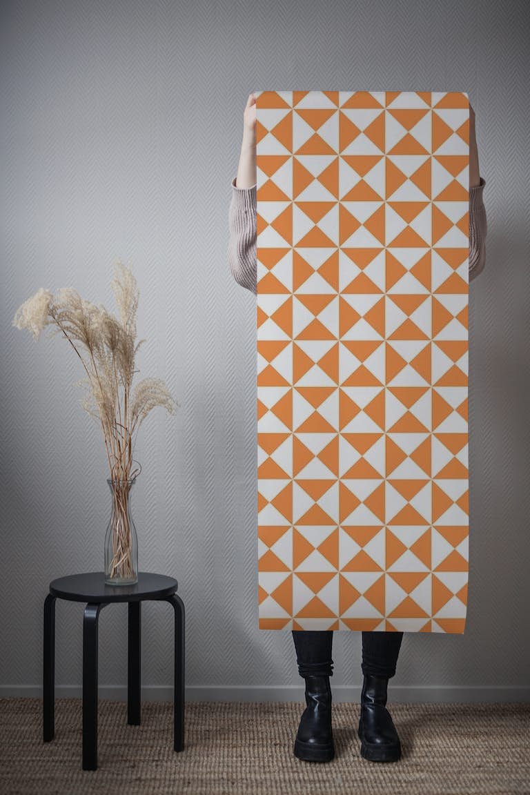 Triangles - orange tapetit roll