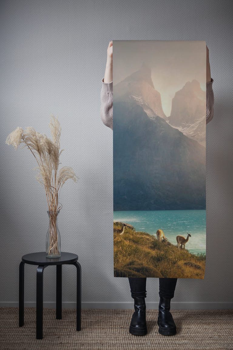 Alpaca at Torres de Paine papiers peint roll