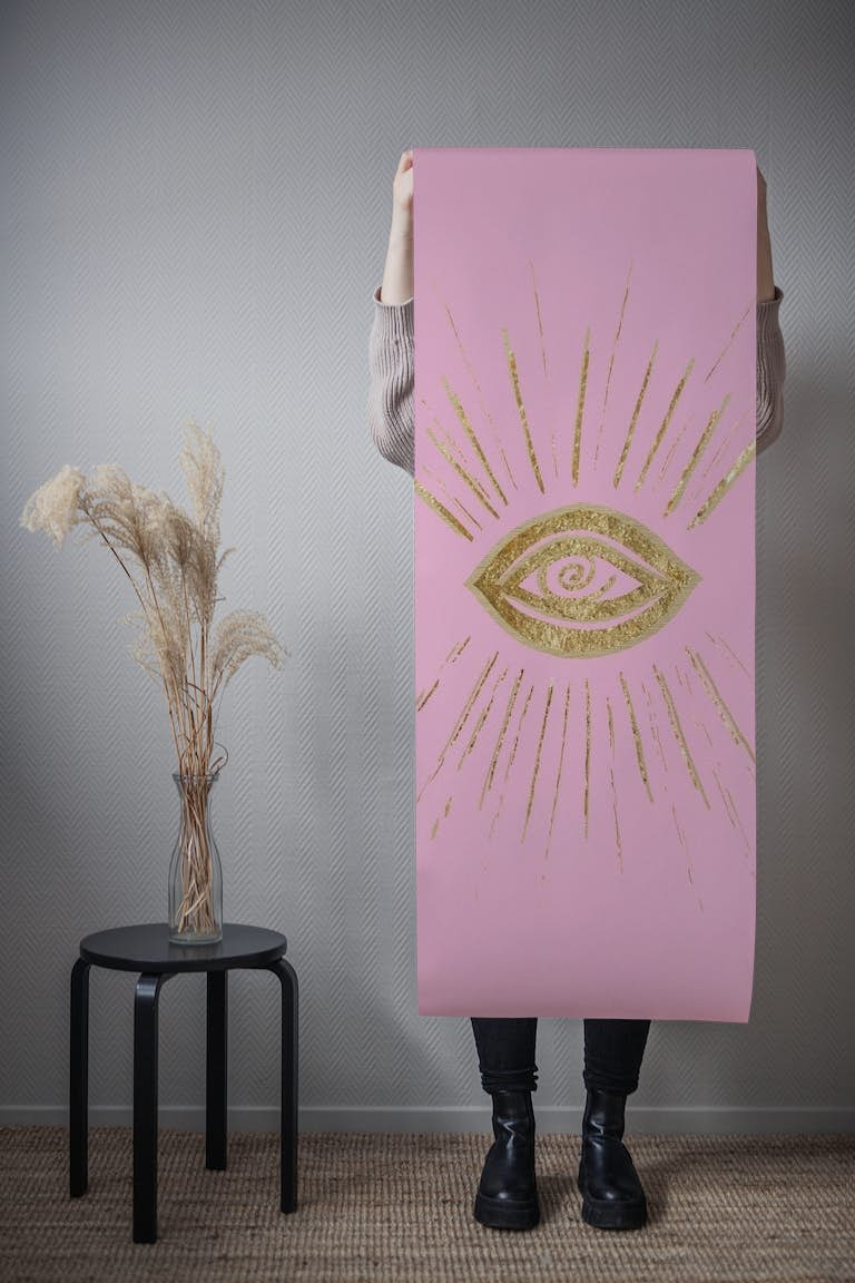 Evil Eye Gold on Pink 1 wallpaper roll