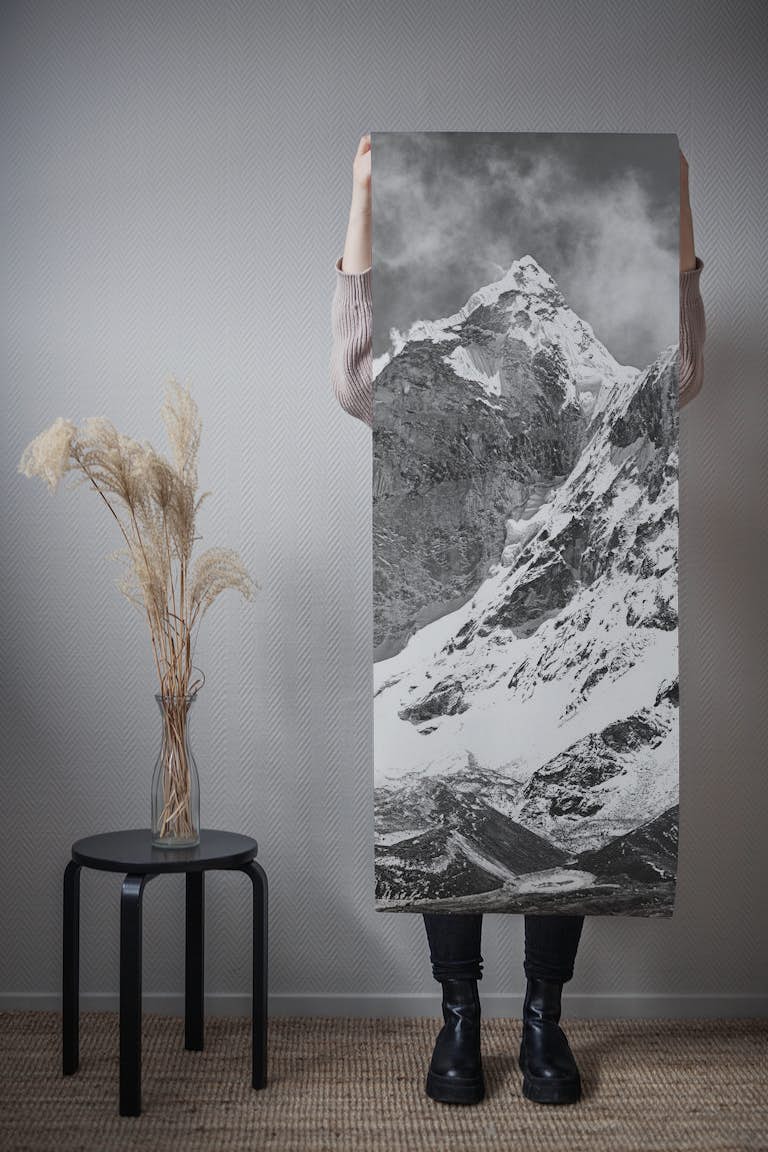 Black and white mountains papel pintado roll