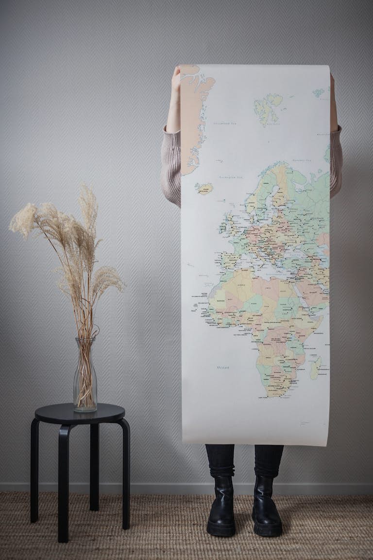World map countries papiers peint roll