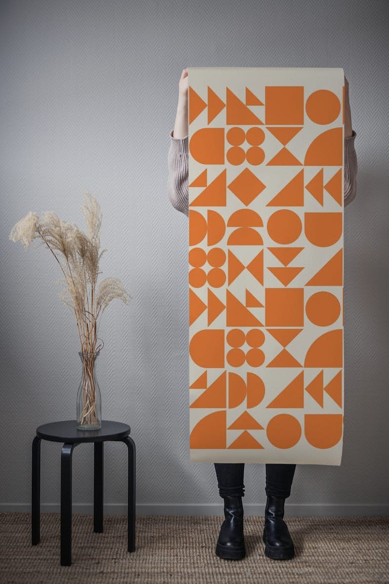 Shapes in Orange papel pintado roll