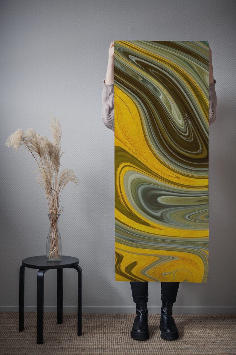 Fluid gold abstract tapeta roll