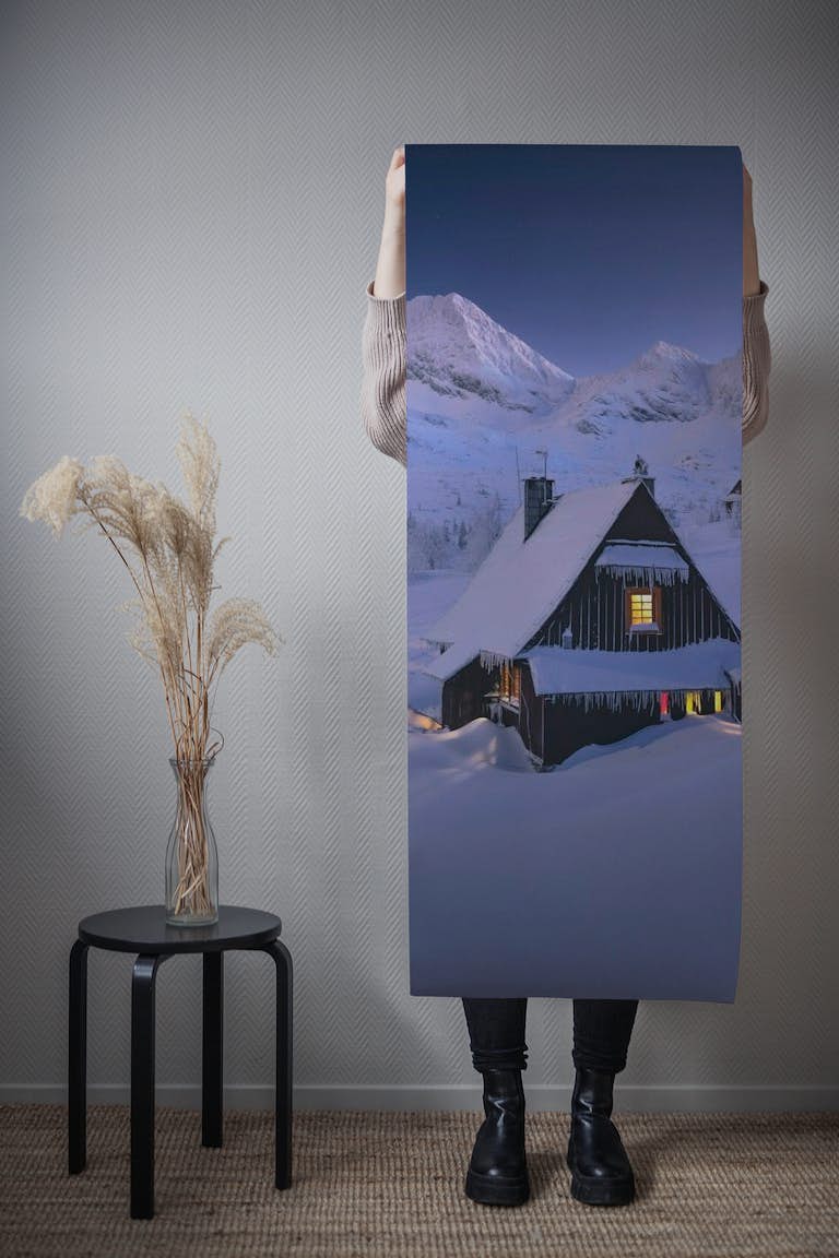 Winter Hut papel pintado roll