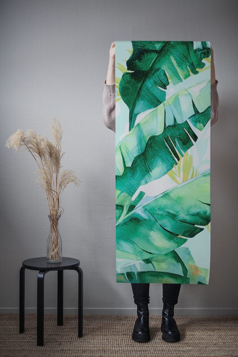 Banana leaf watercolor 22 wallpaper roll