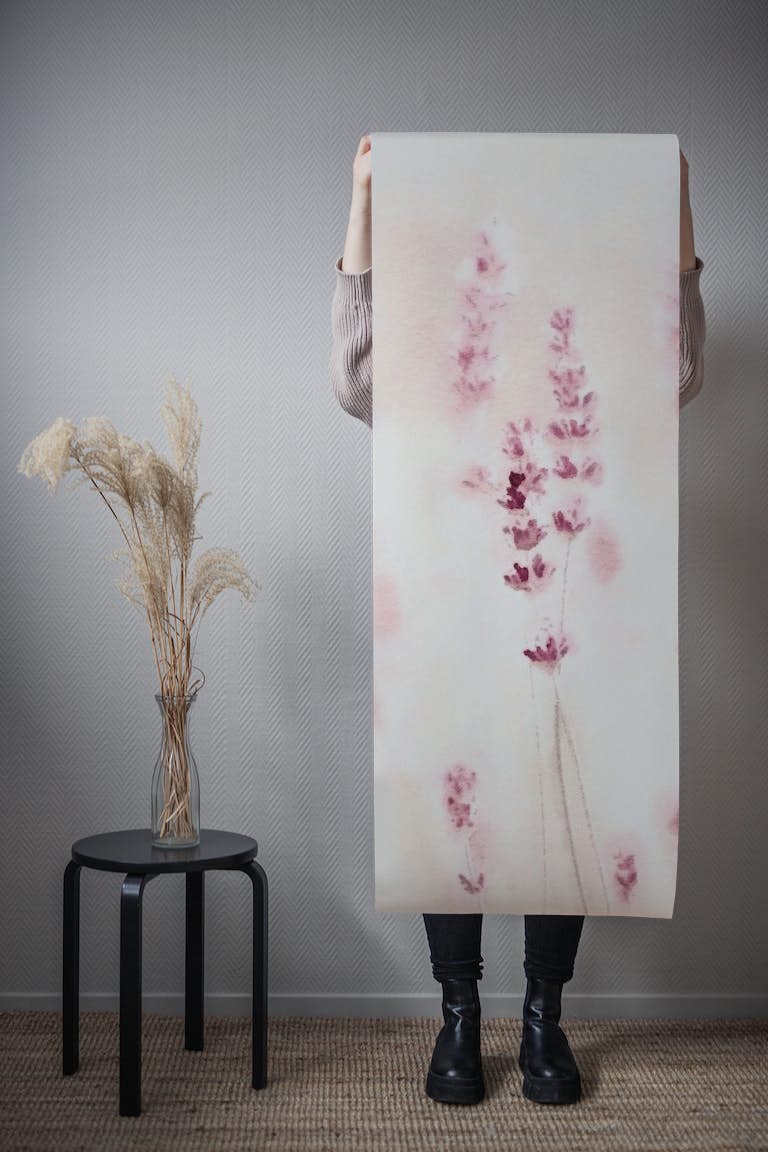 Watercolor Lavender Beige behang roll