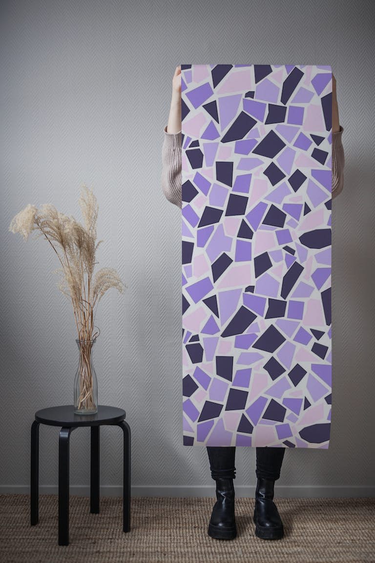 Mosaic art 1 purple wallpaper roll