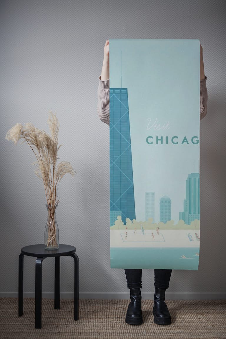 Chicago Travel Poster carta da parati roll