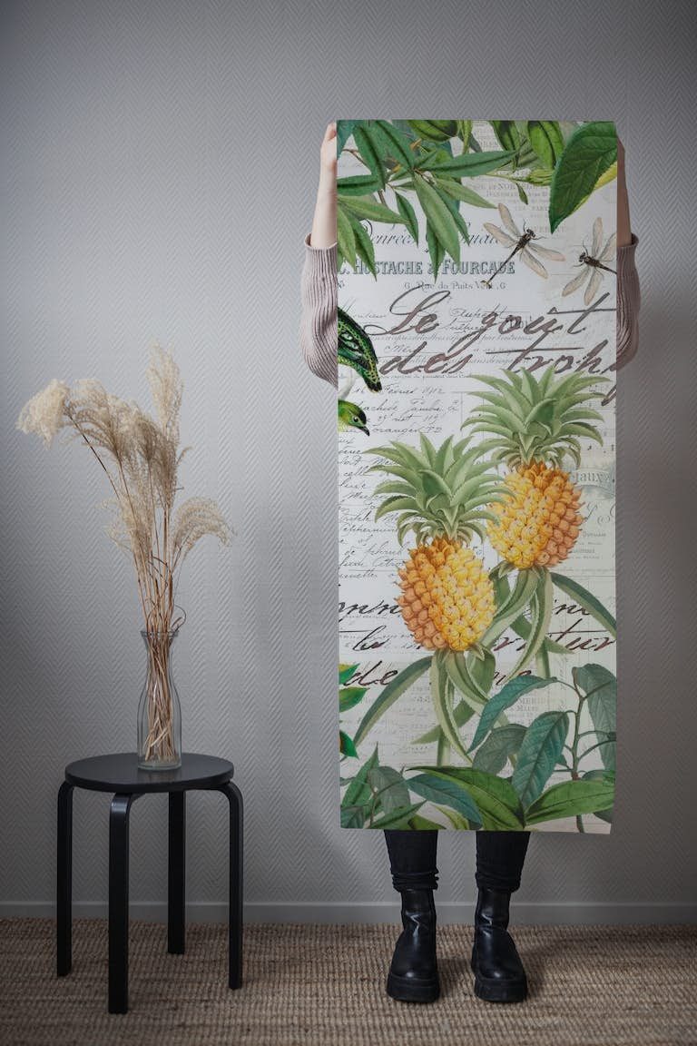 Tropical Pineapples Vintage tapeta roll