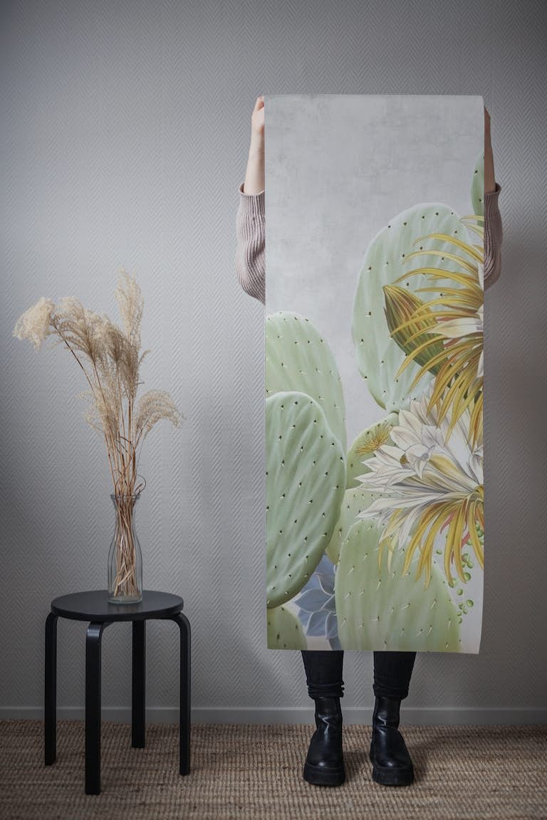 Flowering cacti wallpaper roll