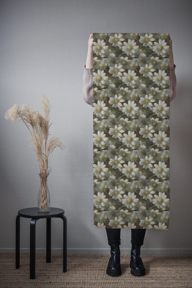 Ivory Flowers papel de parede roll