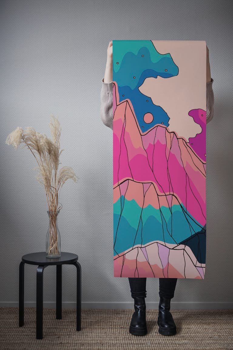 The pink and blue peaks papel pintado roll