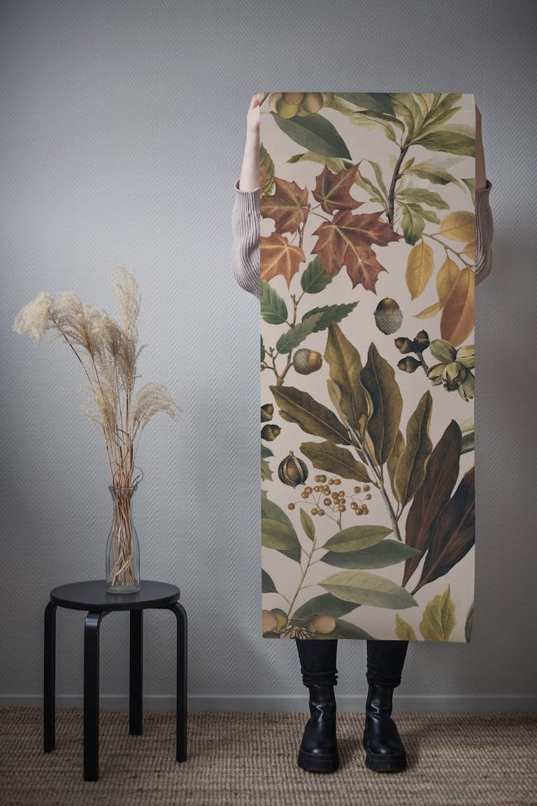 Autumn Vibe Cosy Seasonal Botanical Design In Warm Colors tapet roll
