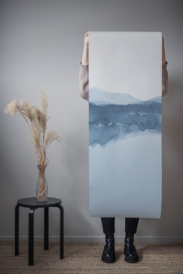 Watercolor Landscape in blue tapet roll