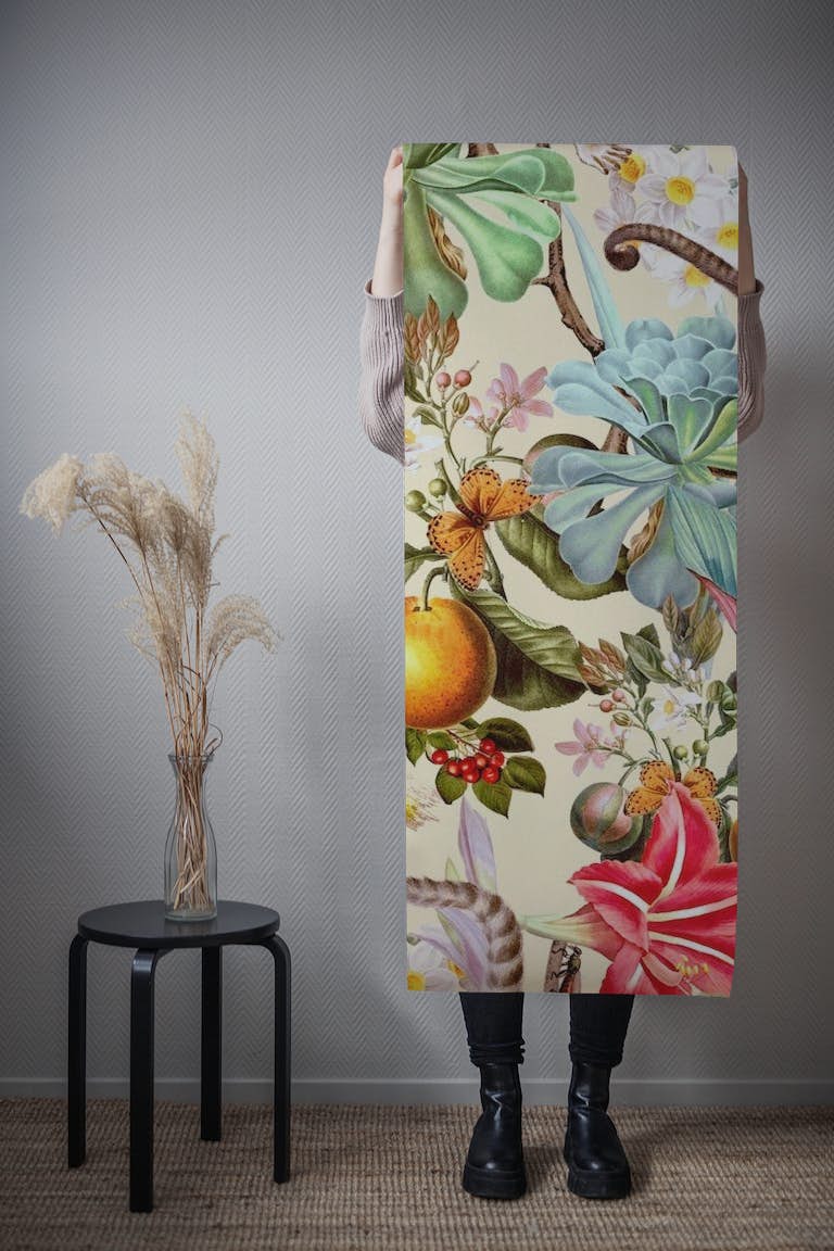 Animal and Floral Pattern behang roll