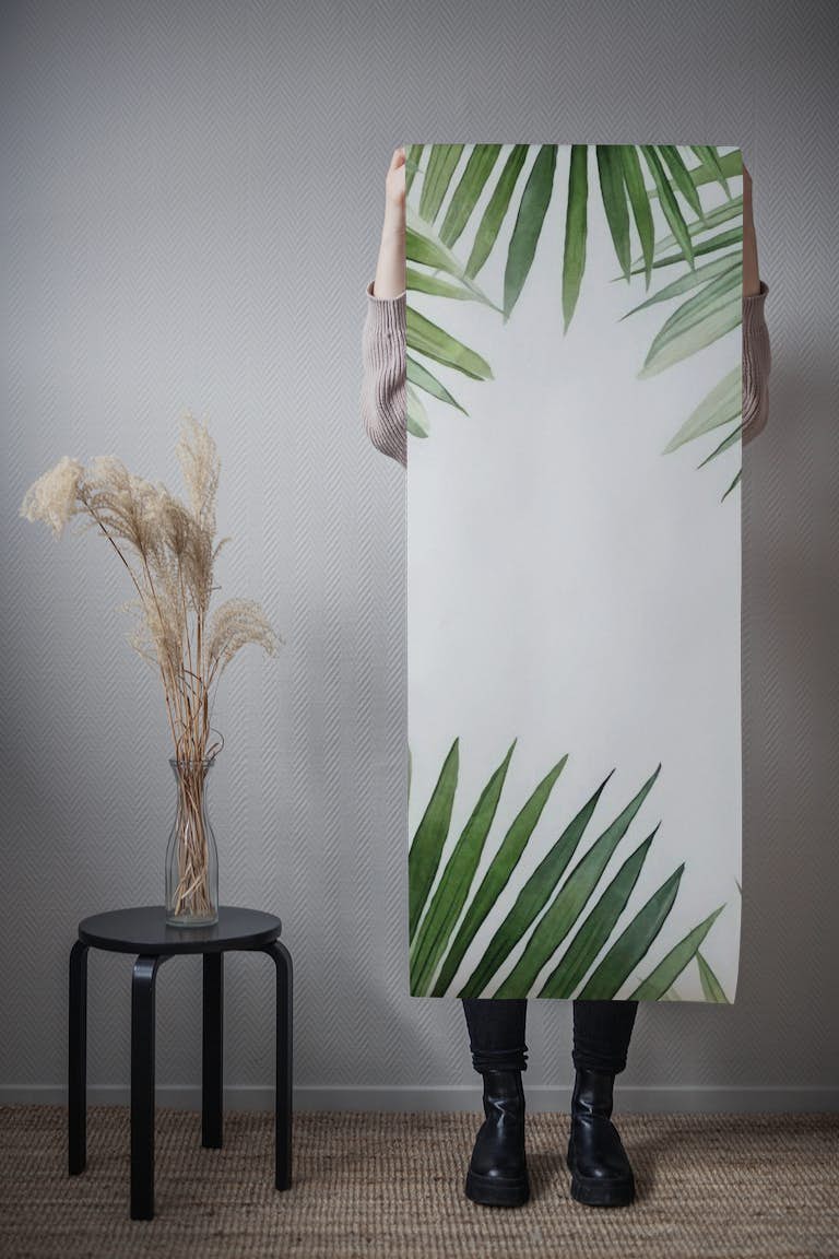Tropical Frame Lush Green Palm Leaves tapet roll