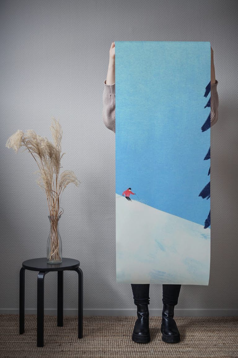 Blue Sky Skiing wallpaper roll