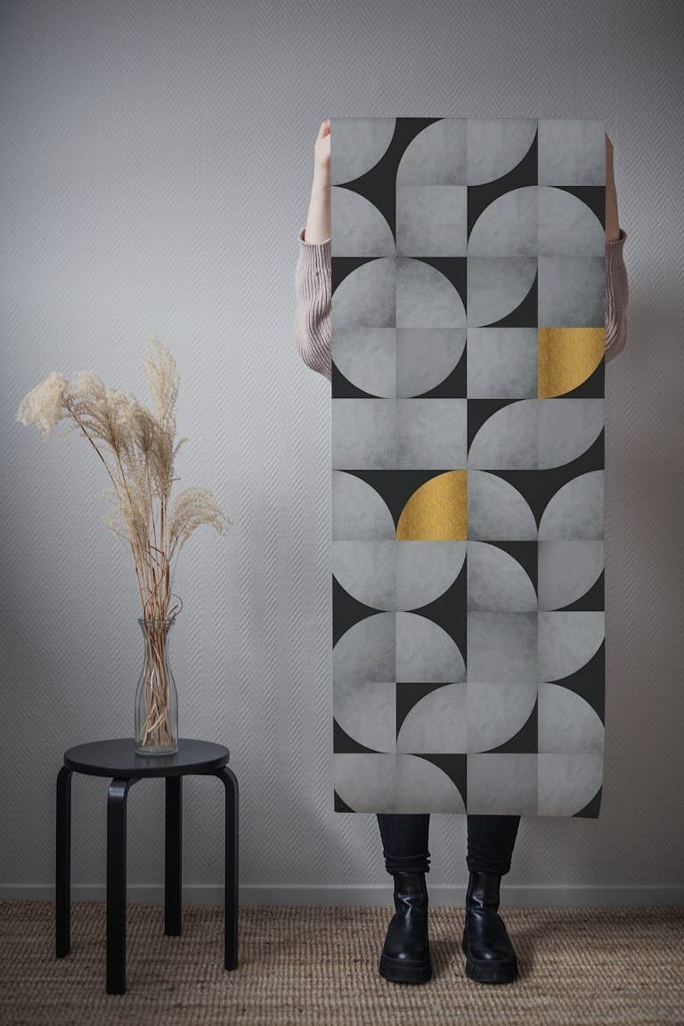 Mid-Century Concrete and Gold Pattern ταπετσαρία roll