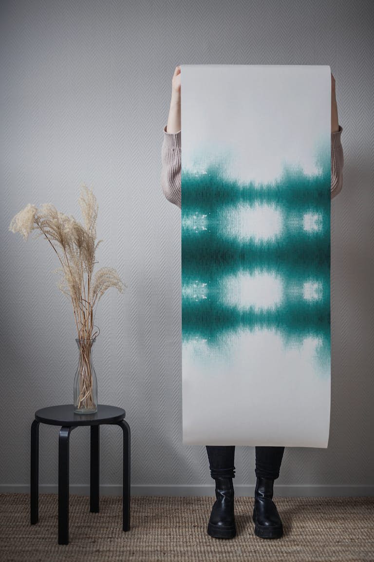 Teal Japanese Ink Fabric wallpaper roll