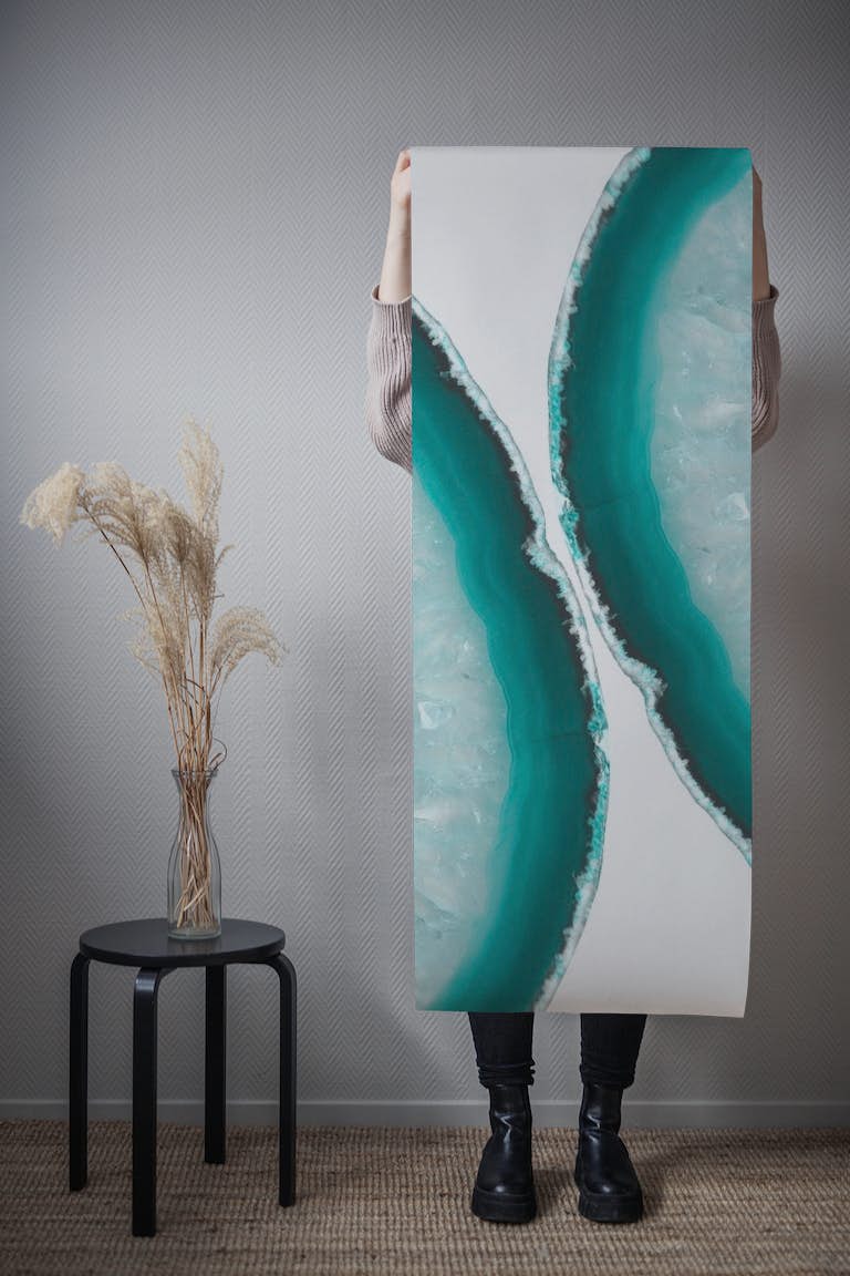 Turquoise Teal Agate 1 papel pintado roll