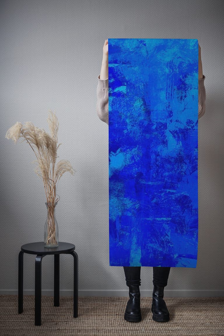 Grunge texture ocean blue behang roll