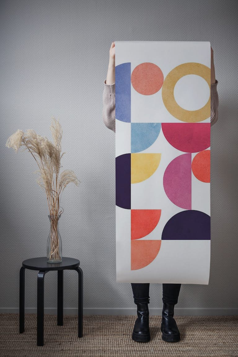 Colorful geometric abstract 01 carta da parati roll