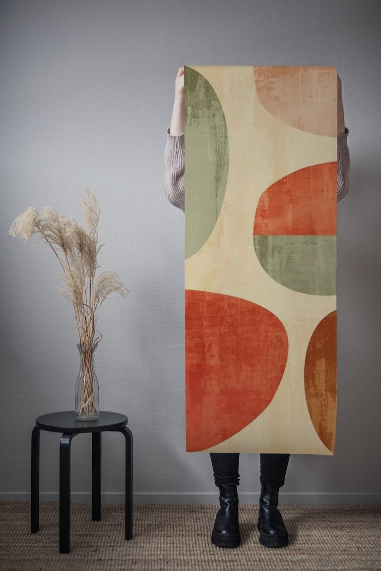 Red and Green Rustic Abstract tapeta roll