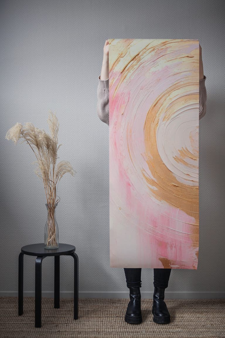 ABSTRACT ART Dreams - pink and golden style tapety roll
