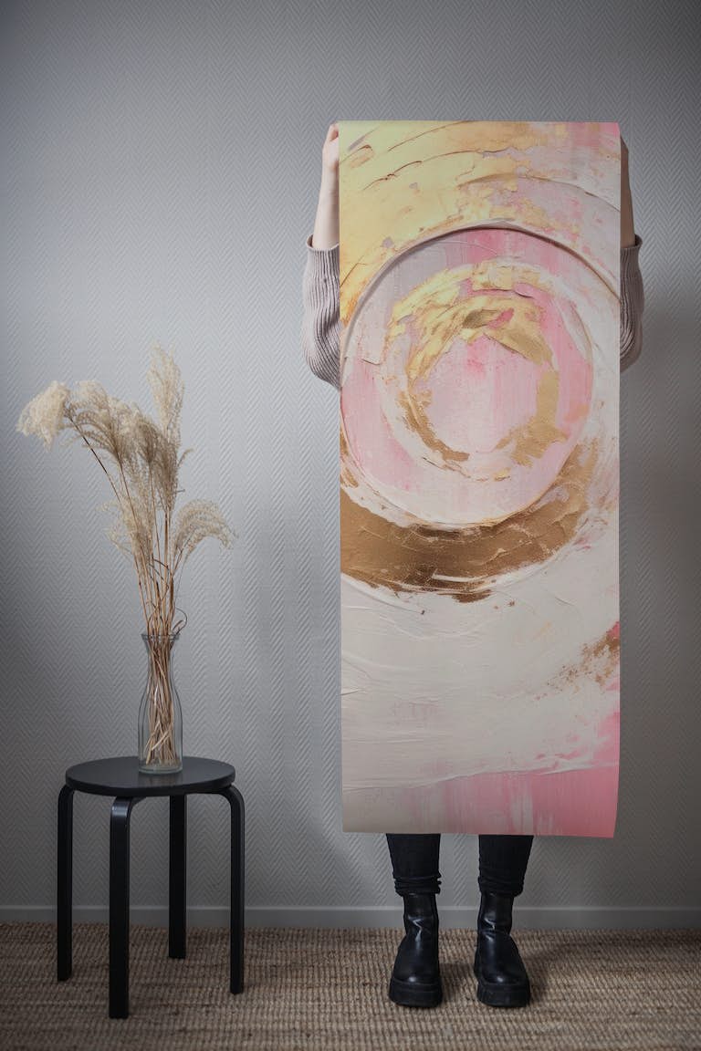 ABSTRACT ART Dynamic - pink and golden style tapeta roll