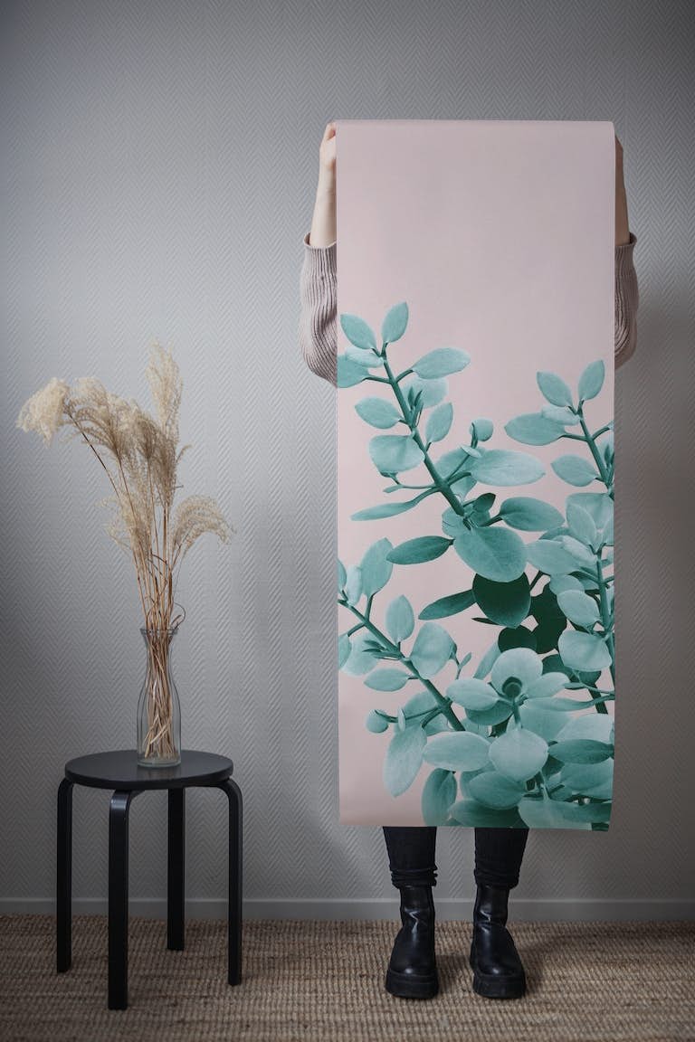 Eucalyptus Leaves Green Blush1 wallpaper roll