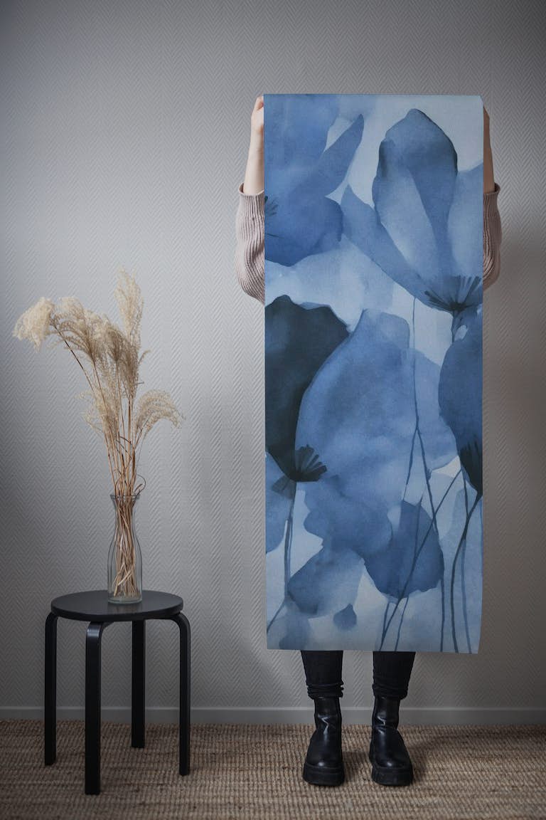 Minimalistic Meadow Abstract Florals Blue behang roll