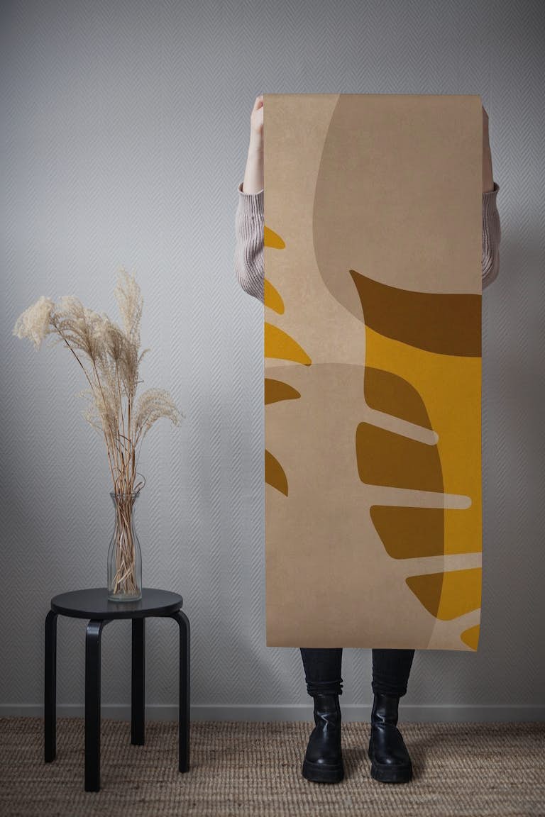 Stylized Palm Rhapsody Amber papiers peint roll