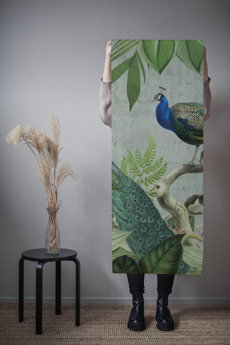 Majestic Peafowls In The Green Jungle wallpaper roll